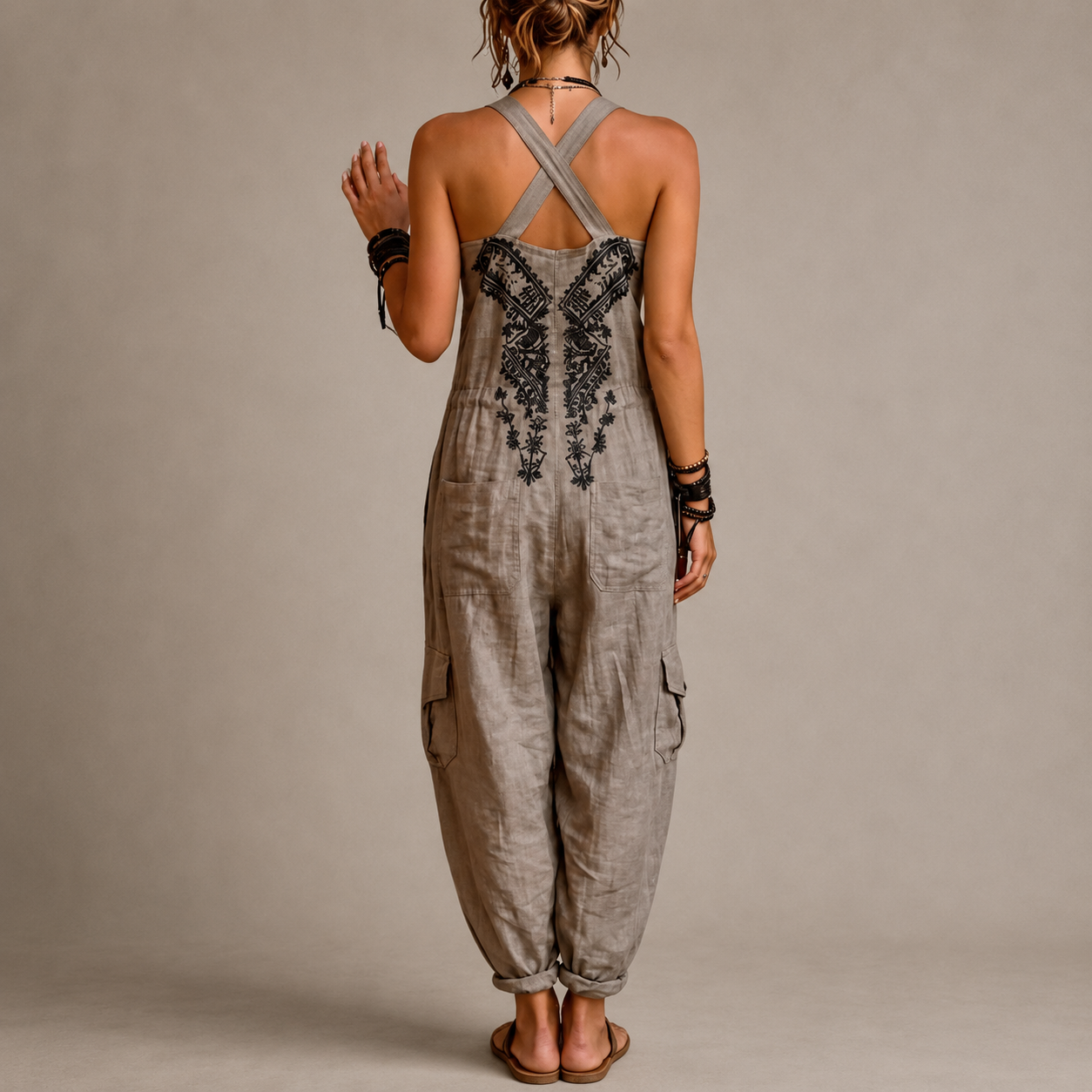 ERMINILDE | Kombinezon boho haftowany