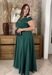 GAJA MAXI SUKIENKA DŁUGA Z OZDOBNYMI RAMIĄCZKAMI PLUS SIZE. BUTELKOWA ZIELEŃ 03 image 2