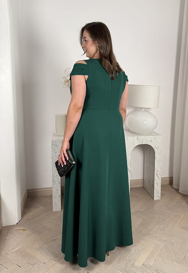 GAJA MAXI SUKIENKA DŁUGA Z OZDOBNYMI RAMIĄCZKAMI PLUS SIZE. BUTELKOWA ZIELEŃ 03 image 9