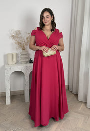GAJA MAXI SUKIENKA DŁUGA Z OZDOBNYMI RAMIĄCZKAMI PLUS SIZE. FUKSJA 02 image 2