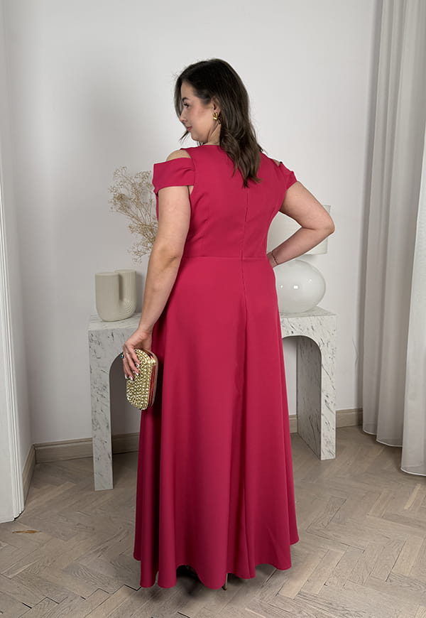 GAJA MAXI SUKIENKA DŁUGA Z OZDOBNYMI RAMIĄCZKAMI PLUS SIZE. FUKSJA 02 image 9