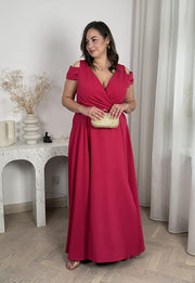 GAJA MAXI SUKIENKA DŁUGA Z OZDOBNYMI RAMIĄCZKAMI PLUS SIZE. FUKSJA 02 image 4