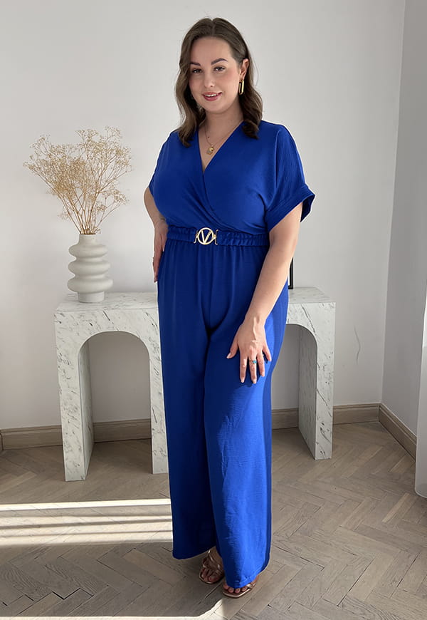 VALENCIA II KRÓTKI RĘKAW KOMBINEZON POWIĘKSZONY PLUS SIZE Z PASKIEM I DŁUGIMI NOGAWKAMI. CHABER 01  image 2