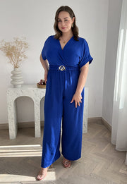 VALENCIA II KRÓTKI RĘKAW KOMBINEZON POWIĘKSZONY PLUS SIZE Z PASKIEM I DŁUGIMI NOGAWKAMI. CHABER 01 