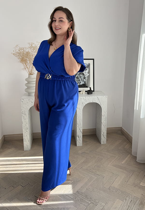 VALENCIA II KRÓTKI RĘKAW KOMBINEZON POWIĘKSZONY PLUS SIZE Z PASKIEM I DŁUGIMI NOGAWKAMI. CHABER 01  image 5