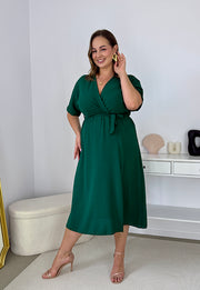 LISBONA SUKIENKA PLUS SIZE KOPERTOWA MIDI. BUTELKOWA ZIELEŃ 14 image 6