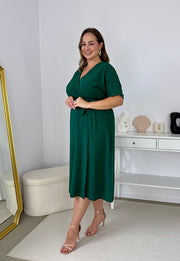 LISBONA SUKIENKA PLUS SIZE KOPERTOWA MIDI. BUTELKOWA ZIELEŃ 14 image 7