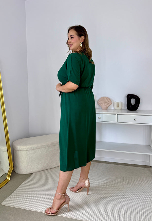 LISBONA SUKIENKA PLUS SIZE KOPERTOWA MIDI. BUTELKOWA ZIELEŃ 14 image 8