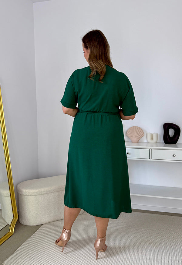 LISBONA SUKIENKA PLUS SIZE KOPERTOWA MIDI. BUTELKOWA ZIELEŃ 14 image 9