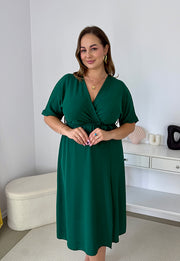 LISBONA SUKIENKA PLUS SIZE KOPERTOWA MIDI. BUTELKOWA ZIELEŃ 14 image 2