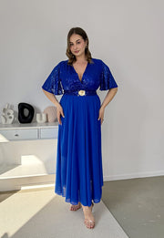 GRACY MAXI SUKIENKA DŁUGA PLUS SIZE Z SZYFONOWYM DOŁEM I CEKINAMI. CHABROWA 06 image 3