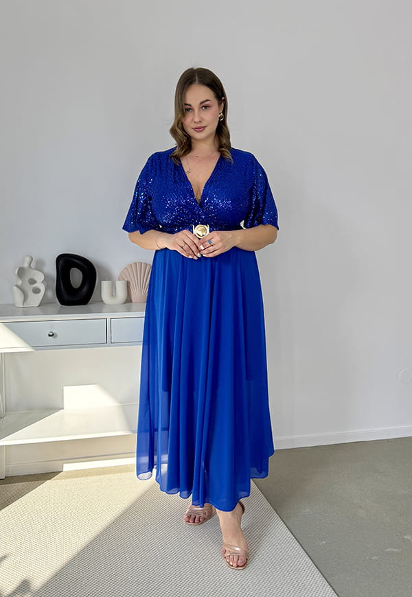 GRACY MAXI SUKIENKA DŁUGA PLUS SIZE Z SZYFONOWYM DOŁEM I CEKINAMI. CHABROWA 06 image 4
