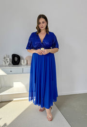 GRACY MAXI SUKIENKA DŁUGA PLUS SIZE Z SZYFONOWYM DOŁEM I CEKINAMI. CHABROWA 06 image 4