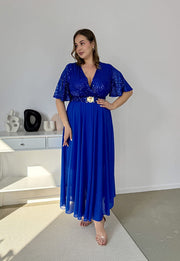 GRACY MAXI SUKIENKA DŁUGA PLUS SIZE Z SZYFONOWYM DOŁEM I CEKINAMI. CHABROWA 06 image 5