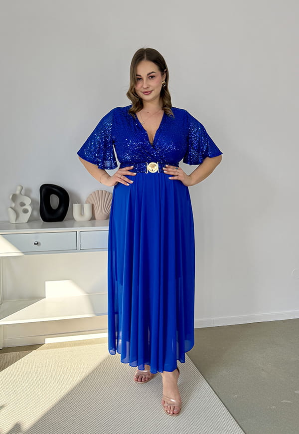 GRACY MAXI SUKIENKA DŁUGA PLUS SIZE Z SZYFONOWYM DOŁEM I CEKINAMI. CHABROWA 06 image 6