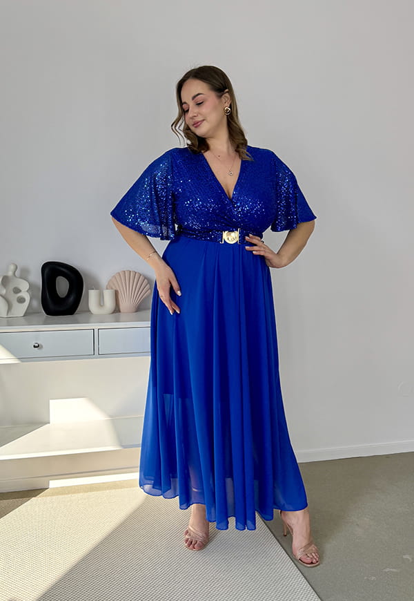 GRACY MAXI SUKIENKA DŁUGA PLUS SIZE Z SZYFONOWYM DOŁEM I CEKINAMI. CHABROWA 06 image 7