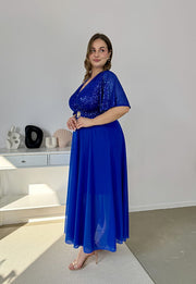 GRACY MAXI SUKIENKA DŁUGA PLUS SIZE Z SZYFONOWYM DOŁEM I CEKINAMI. CHABROWA 06 image 9