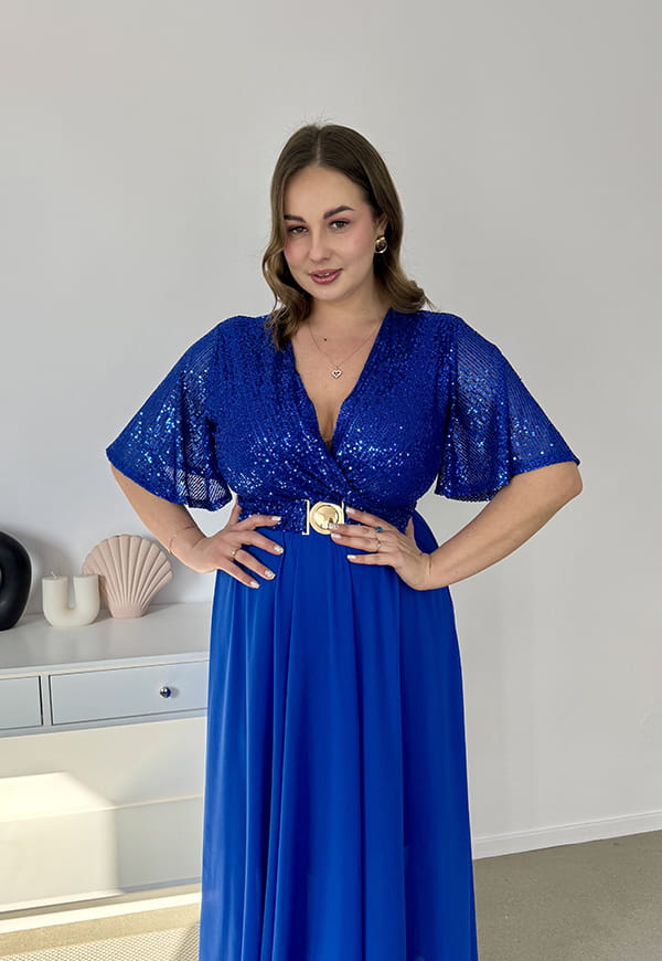 GRACY MAXI SUKIENKA DŁUGA PLUS SIZE Z SZYFONOWYM DOŁEM I CEKINAMI. CHABROWA 06 image 2