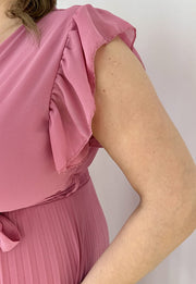 CLARET GŁADKA SUKIENKA PLISOWANA PLUS SIZE DO KOLAN. PUSTYNNY RÓŻ 05 image 8