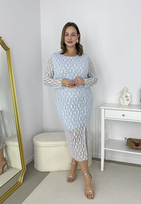 KATRINA SUKIENKA PLUS SIZE Z ELASTYCZNEJ KORONKI. BŁEKITNA 03 image 3
