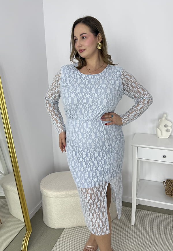 KATRINA SUKIENKA PLUS SIZE Z ELASTYCZNEJ KORONKI. BŁEKITNA 03 image 2