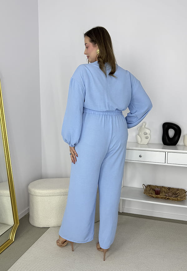 VALENCIA DŁUGI RĘKAW KOMBINEZON POWIĘKSZONY PLUS SIZE Z PASKIEM I DŁUGIMI NOGAWKAMI. BŁĘKIT 06 image 8
