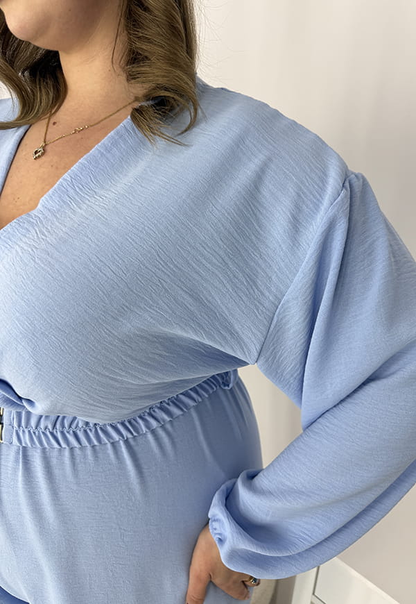 VALENCIA DŁUGI RĘKAW KOMBINEZON POWIĘKSZONY PLUS SIZE Z PASKIEM I DŁUGIMI NOGAWKAMI. BŁĘKIT 06 image 9