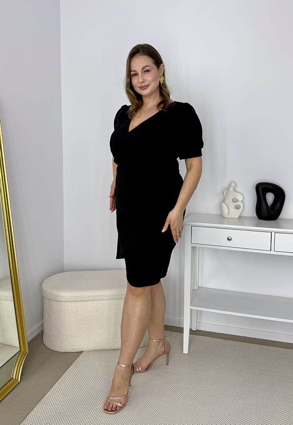 SARA ELEGANCKA SUKIENKA PLUS SIZE OŁÓWKOWA . CZARNA 02 image 7