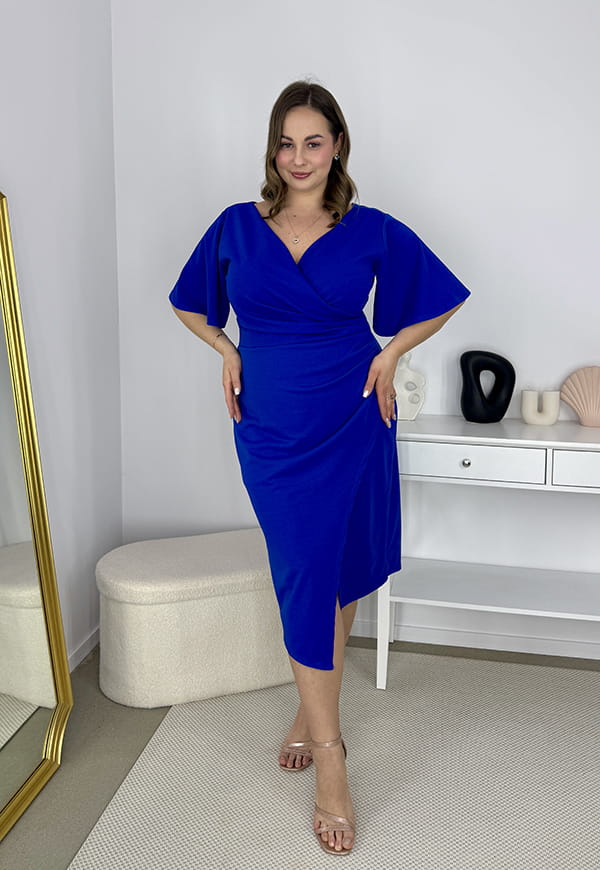 CLAUDIA ELEGANCKA SUKIENKA PLUS SIZE OŁÓWKOWA . CHABROWA 03 image 4