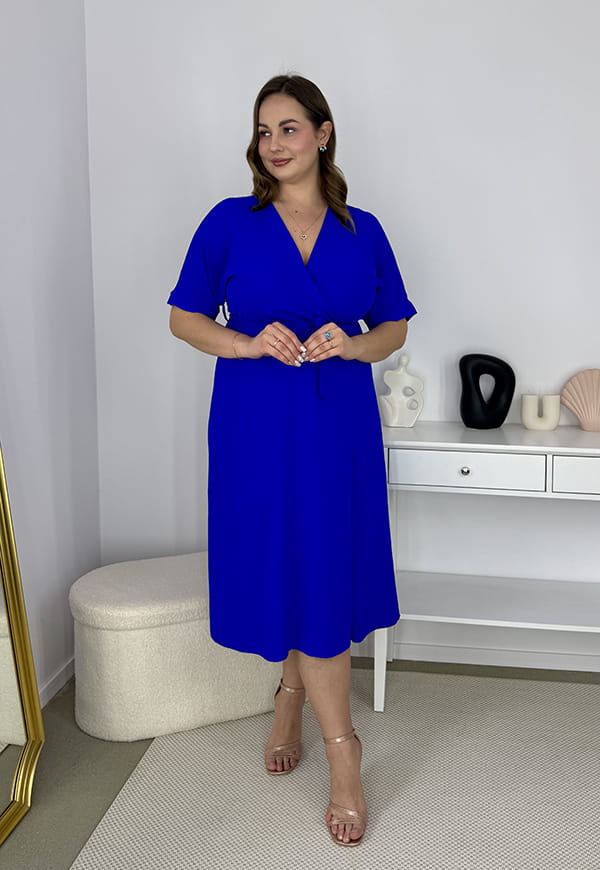 LISBONA KRÓTKI RĘKAW SUKIENKA PLUS SIZE KOPERTOWA MIDI. CHABROWA 08 image 2