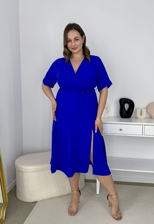 LISBONA KRÓTKI RĘKAW SUKIENKA PLUS SIZE KOPERTOWA MIDI. CHABROWA 08 image 3
