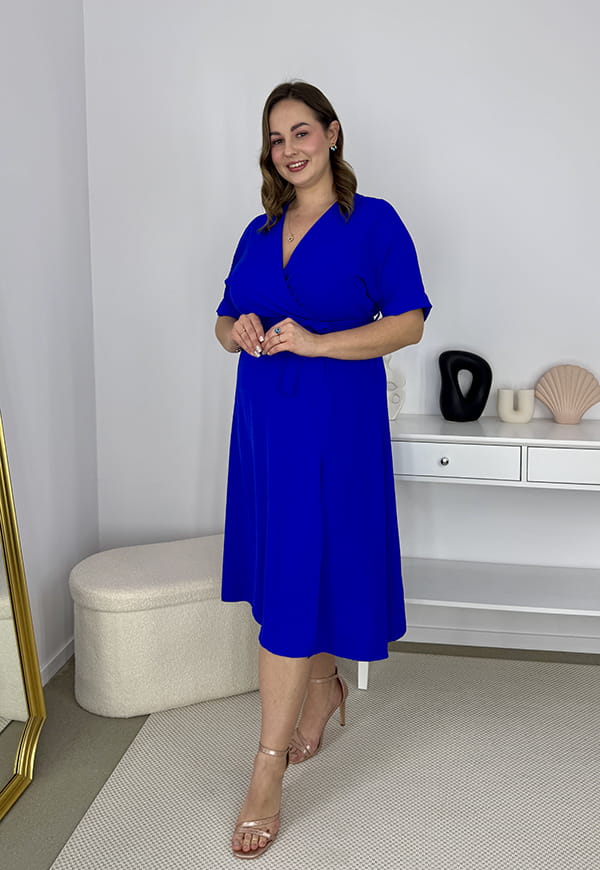 LISBONA KRÓTKI RĘKAW SUKIENKA PLUS SIZE KOPERTOWA MIDI. CHABROWA 08 image 4