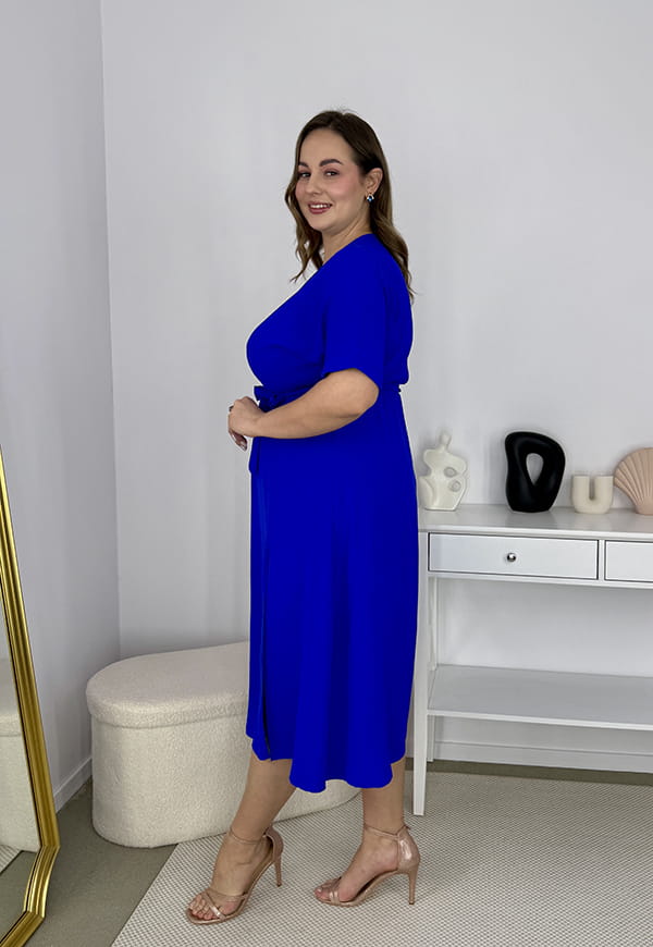 LISBONA KRÓTKI RĘKAW SUKIENKA PLUS SIZE KOPERTOWA MIDI. CHABROWA 08 image 8