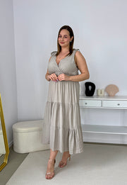 BOW WISKOZOWA SUKIENKA PLUS SIZE NA RAMIĄCZKACH Z ROZKLOSZOWANYM DOŁEM I KOKARDAMI. FANGO 04 image 4