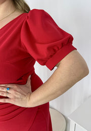 SARA ELEGANCKA SUKIENKA PLUS SIZE OŁÓWKOWA . CZERWONA 06 image 10