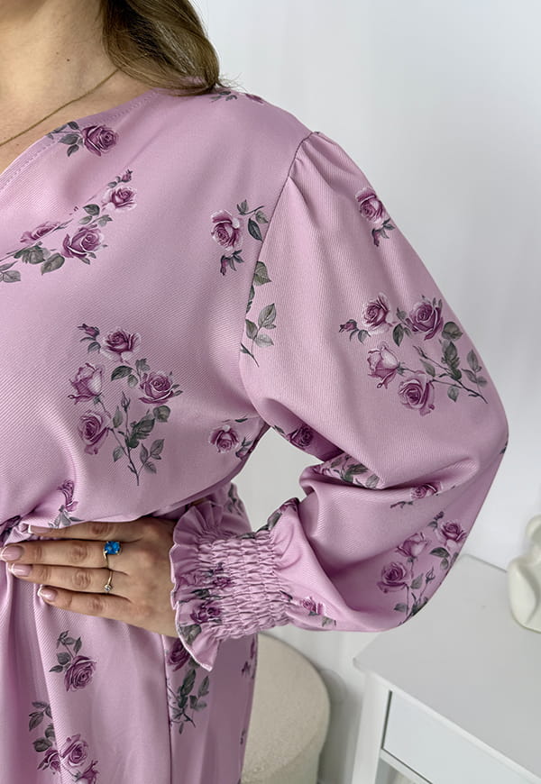 FLAVIA SPRING SUKIENKA PLUS SIZE WE WZORY NA GUZIKI PRZED KOLANO. JASNY RÓŻ 01 image 7