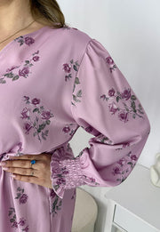FLAVIA SPRING SUKIENKA PLUS SIZE WE WZORY NA GUZIKI PRZED KOLANO. JASNY RÓŻ 01 image 7