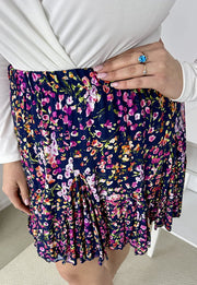 FLORES WISKOZA SPÓDNICA MINI PLUS SIZE ROZKLOSZOWANA. GRANATOWO/RÓŻOWA 03 image 7