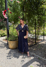 GRACY MAXI SUKIENKA DŁUGA PLUS SIZE Z SZYFONOWYM DOŁEM I CEKINAMI. GRANATOWA 08 image 4