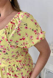 DAISY ROZKLOSZOWANA SUKIENKA MIDI HISZPANKA W KWIATY. CYTRYNOWA ŁACZKA 10 image 7