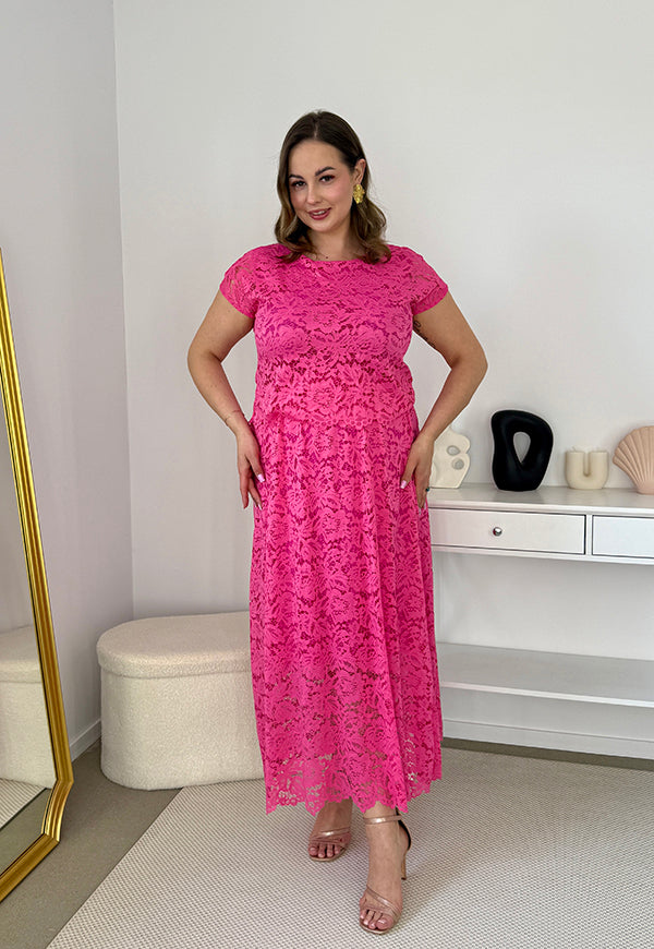 VIKI KORONKOWA SUKIENKA PLUS SIZE MAXI. FUKSJA 03 image 3