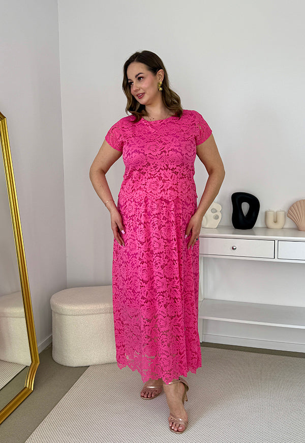 VIKI KORONKOWA SUKIENKA PLUS SIZE MAXI. FUKSJA 03 image 4