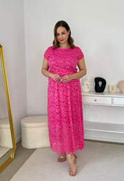 VIKI KORONKOWA SUKIENKA PLUS SIZE MAXI. FUKSJA 03 image 5