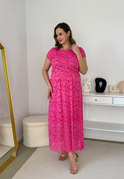 VIKI KORONKOWA SUKIENKA PLUS SIZE MAXI. FUKSJA 03