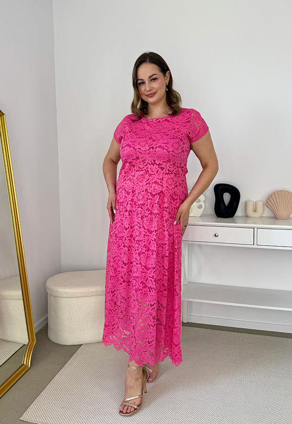 VIKI KORONKOWA SUKIENKA PLUS SIZE MAXI. FUKSJA 03 image 7