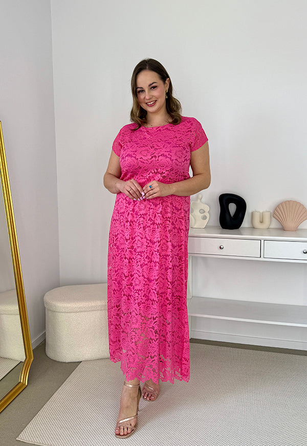 VIKI KORONKOWA SUKIENKA PLUS SIZE MAXI. FUKSJA 03 image 8