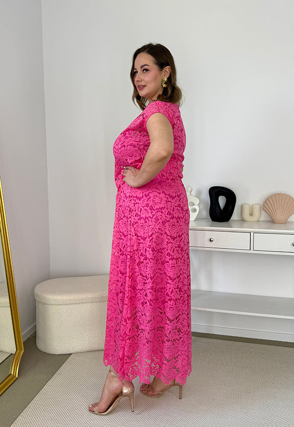 VIKI KORONKOWA SUKIENKA PLUS SIZE MAXI. FUKSJA 03 image 9
