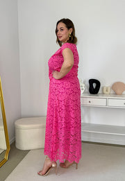 VIKI KORONKOWA SUKIENKA PLUS SIZE MAXI. FUKSJA 03 image 9