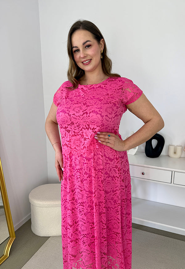 VIKI KORONKOWA SUKIENKA PLUS SIZE MAXI. FUKSJA 03 image 2