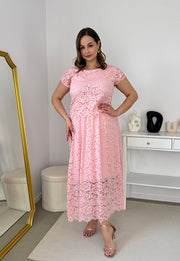 VIKI KORONKOWA SUKIENKA PLUS SIZE MAXI. PUDROWY RÓŻ 04